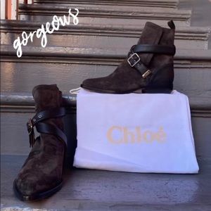 Chloé Black Rylee Buckle Strap Ankle Boots